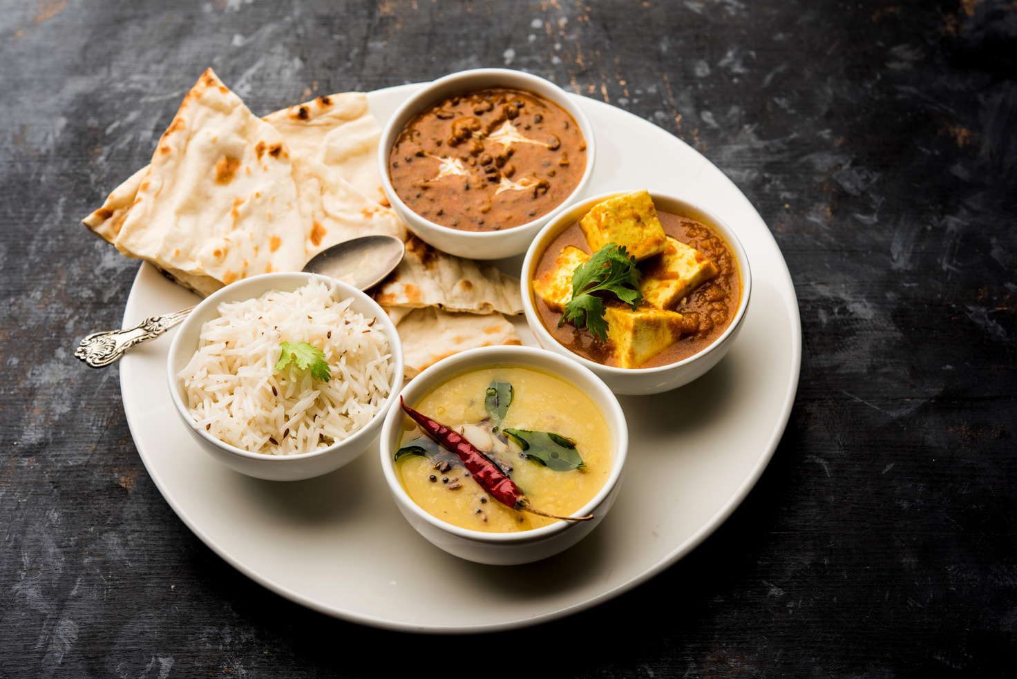 North Indian food platter or thali